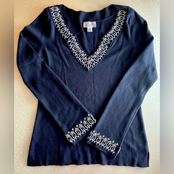 LOFT by Ann Taylor | women’s v-neck beaded knit sweater. Size: SP. - Picture 1 of 11